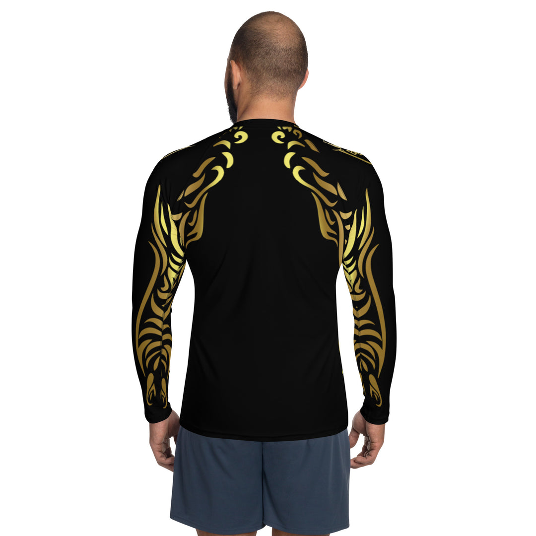 GOG Aviators Men's Rash Guard Black & Gold Wings