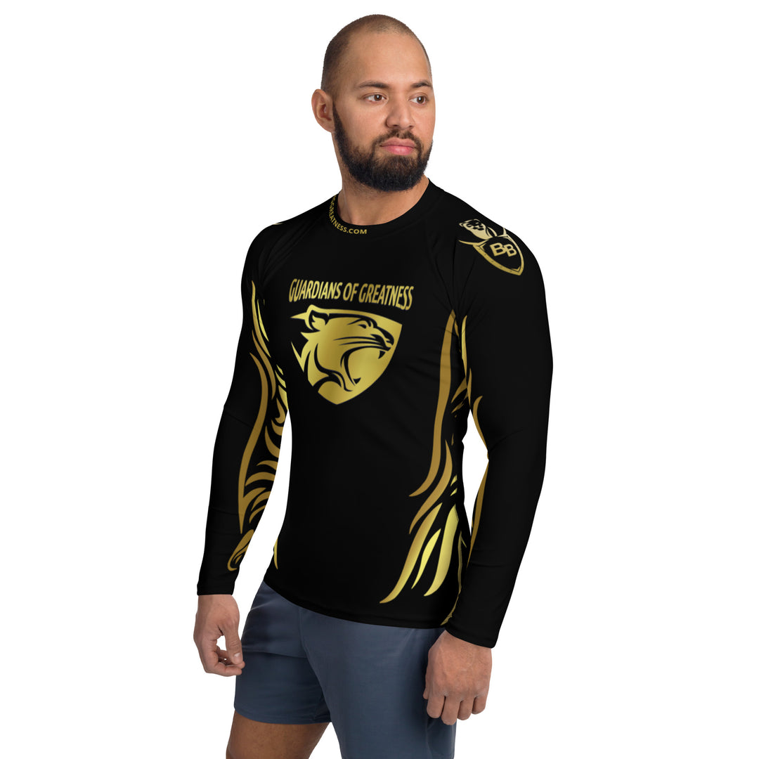 GOG Aviators Men's Rash Guard Black & Gold Wings