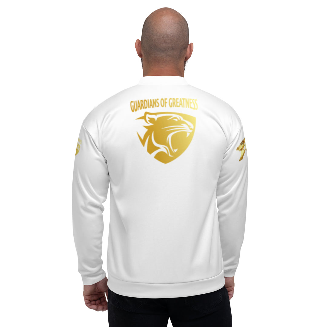 GOG's gold and white Unisex Bomber Jacket