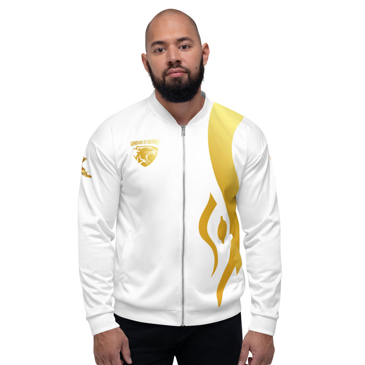 GOG's gold and white Unisex Bomber Jacket