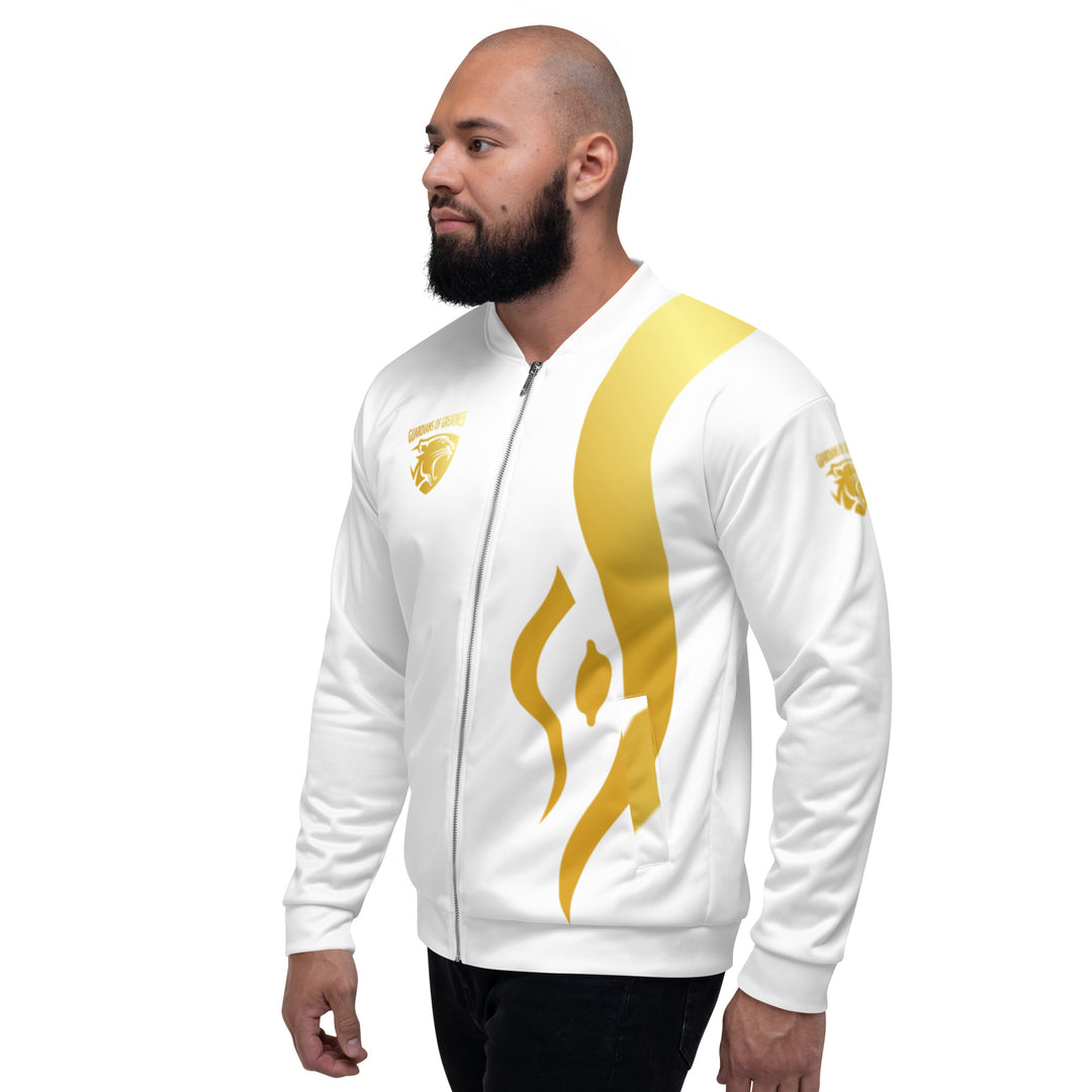 GOG's gold and white Unisex Bomber Jacket